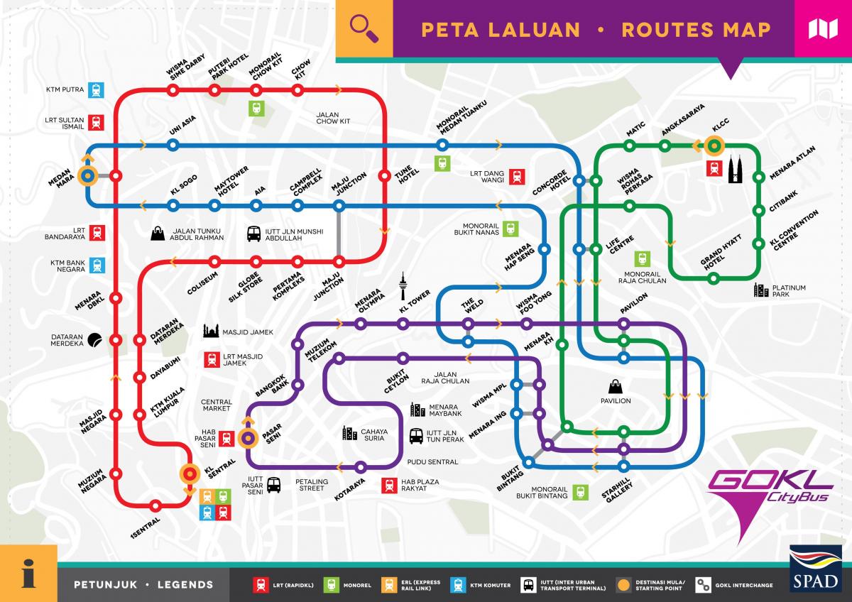 go kl市内のバス路線図
