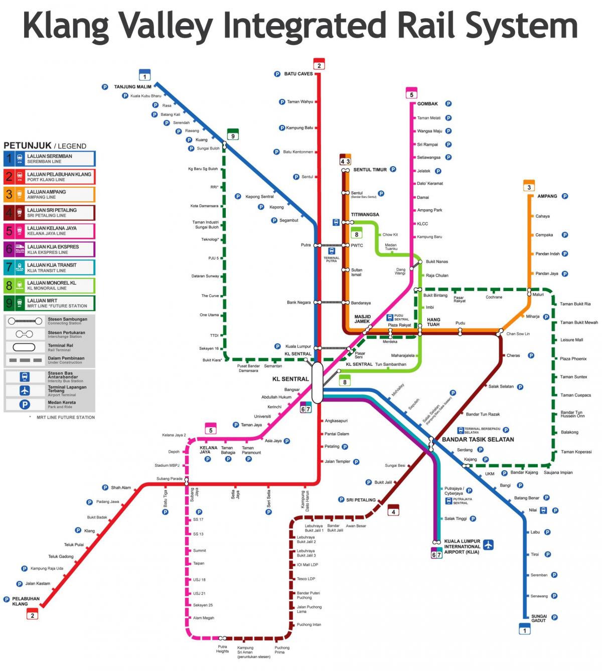 マレーシア鉄道の地図2016年