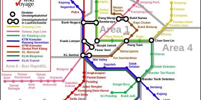公共交通機関のクアラルンプール地図