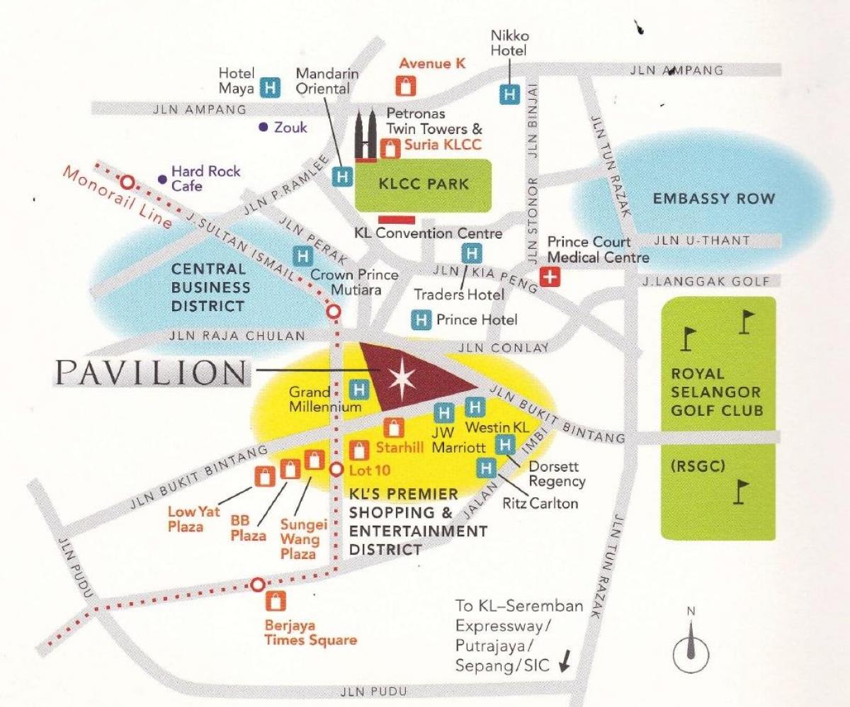 パビリオンモール地図 地図のパビリオンモールクアラルンプール マレーシア