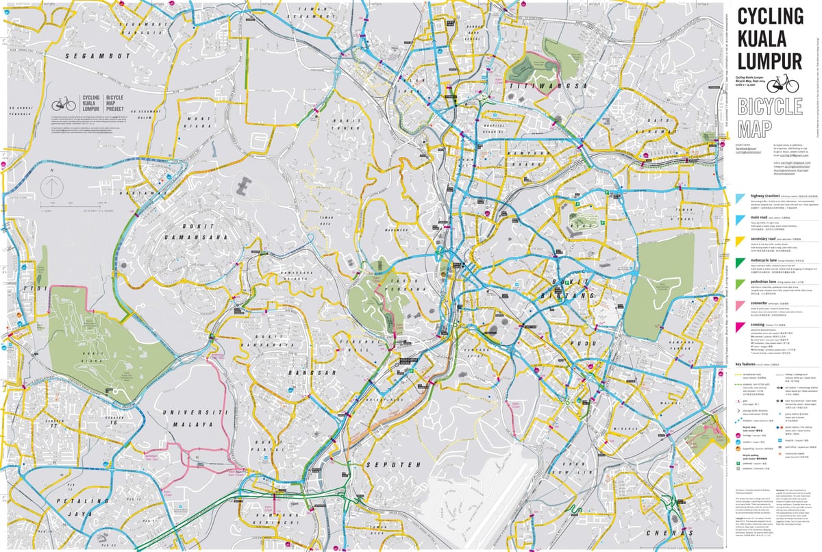 地図のサイクリングクアラルンプール自転車