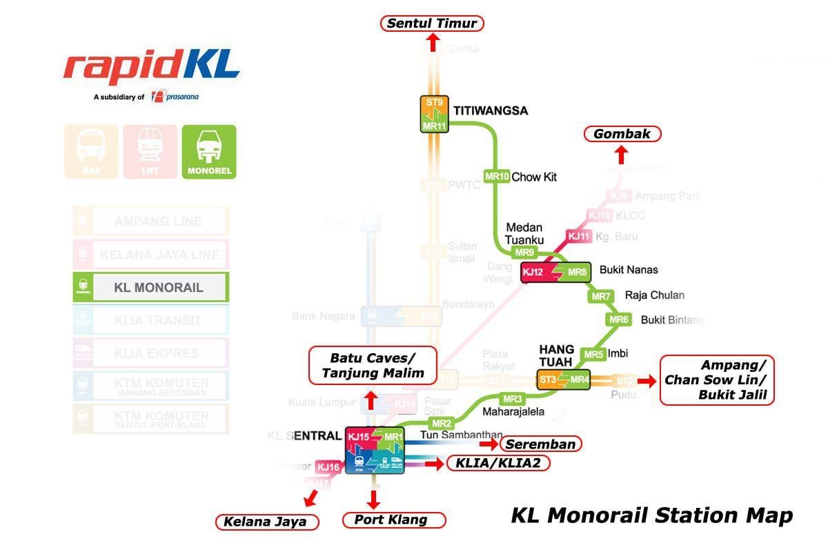 マレーシア鉄道の地図