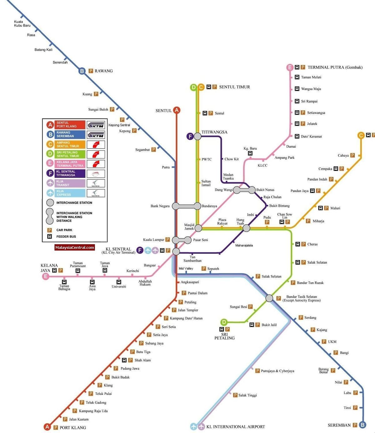 クアラルンプール軽レールの地図