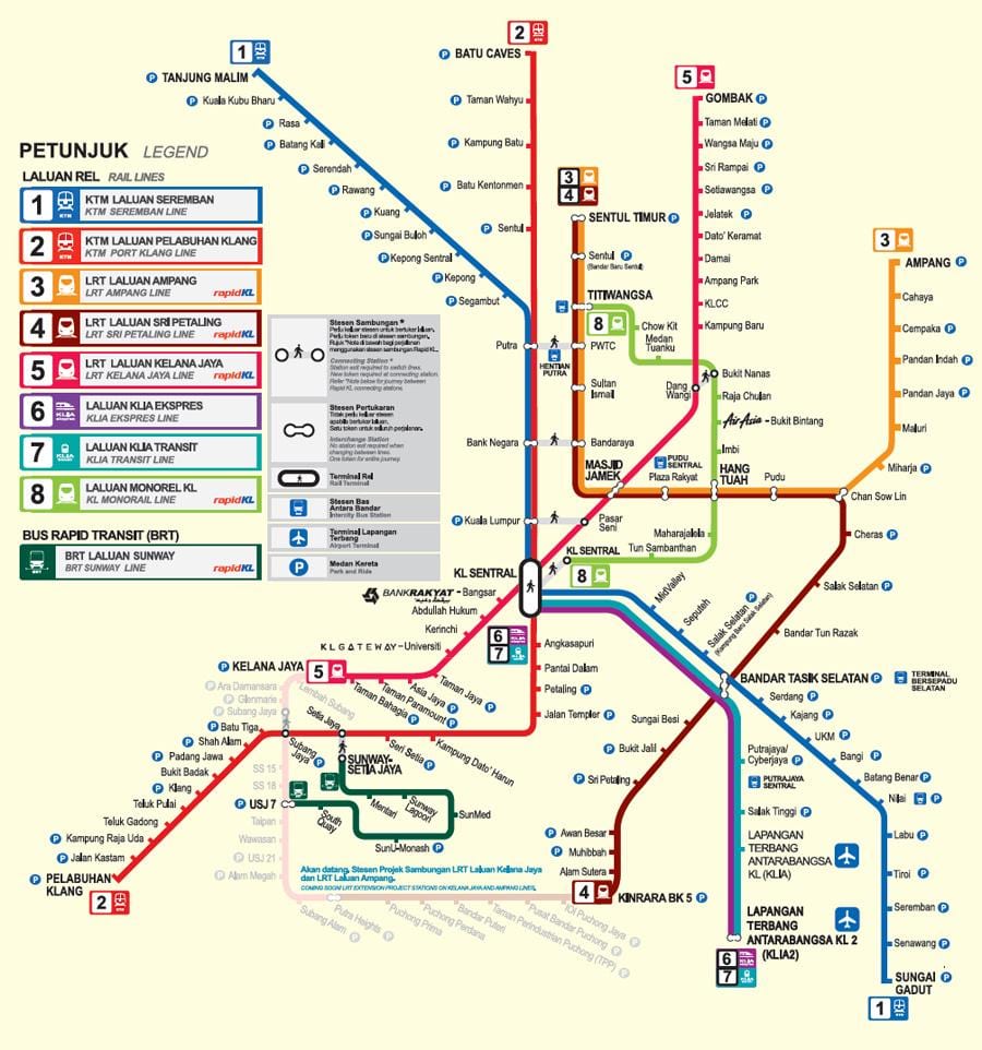 lrtラインクアラルンプール地図