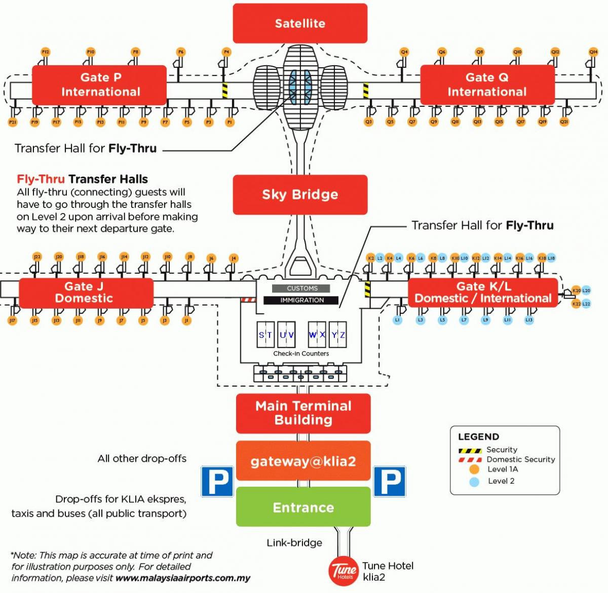 クアラルンプール空港ゲートの地図