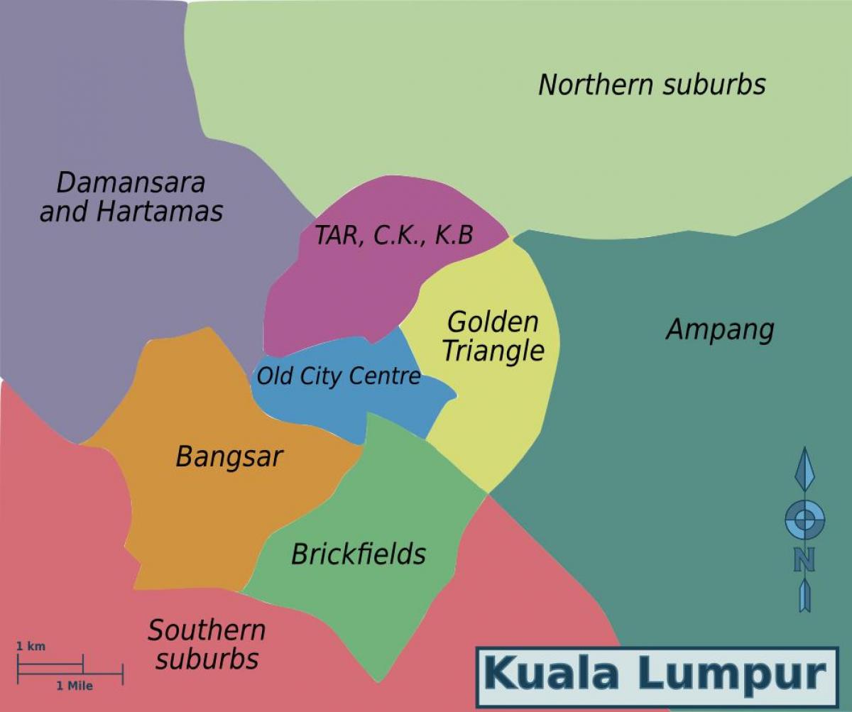 クアラルンプール地区の地図