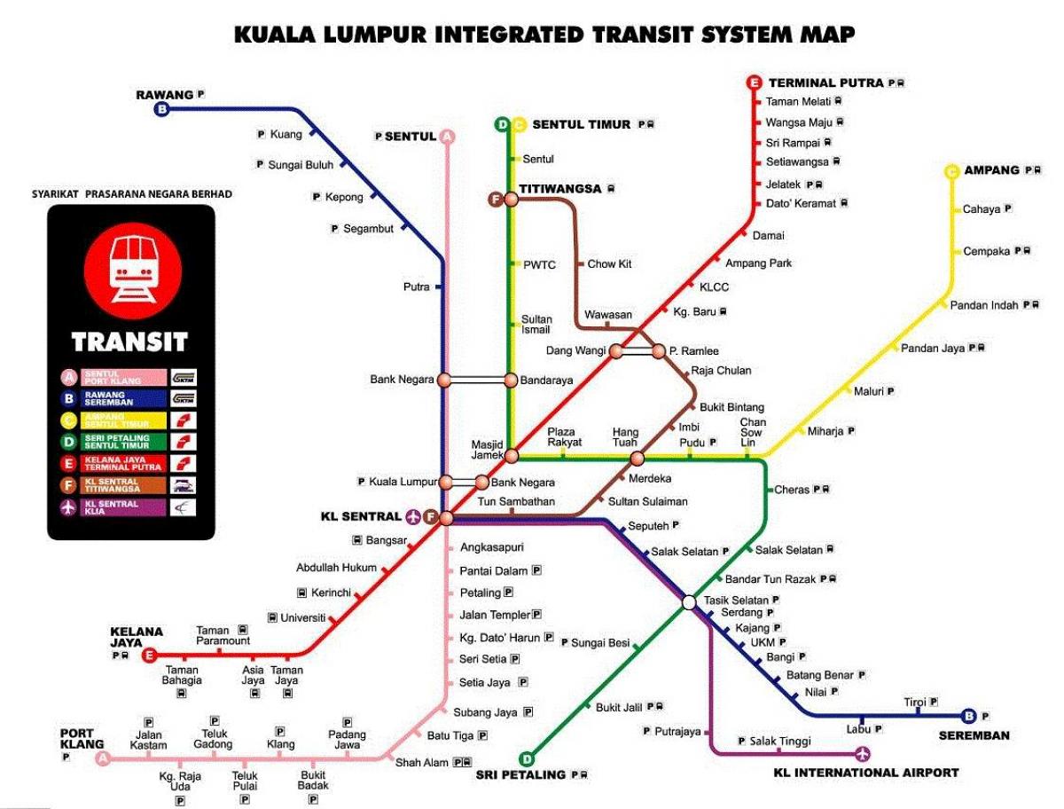 地下鉄のクアラルンプール地図