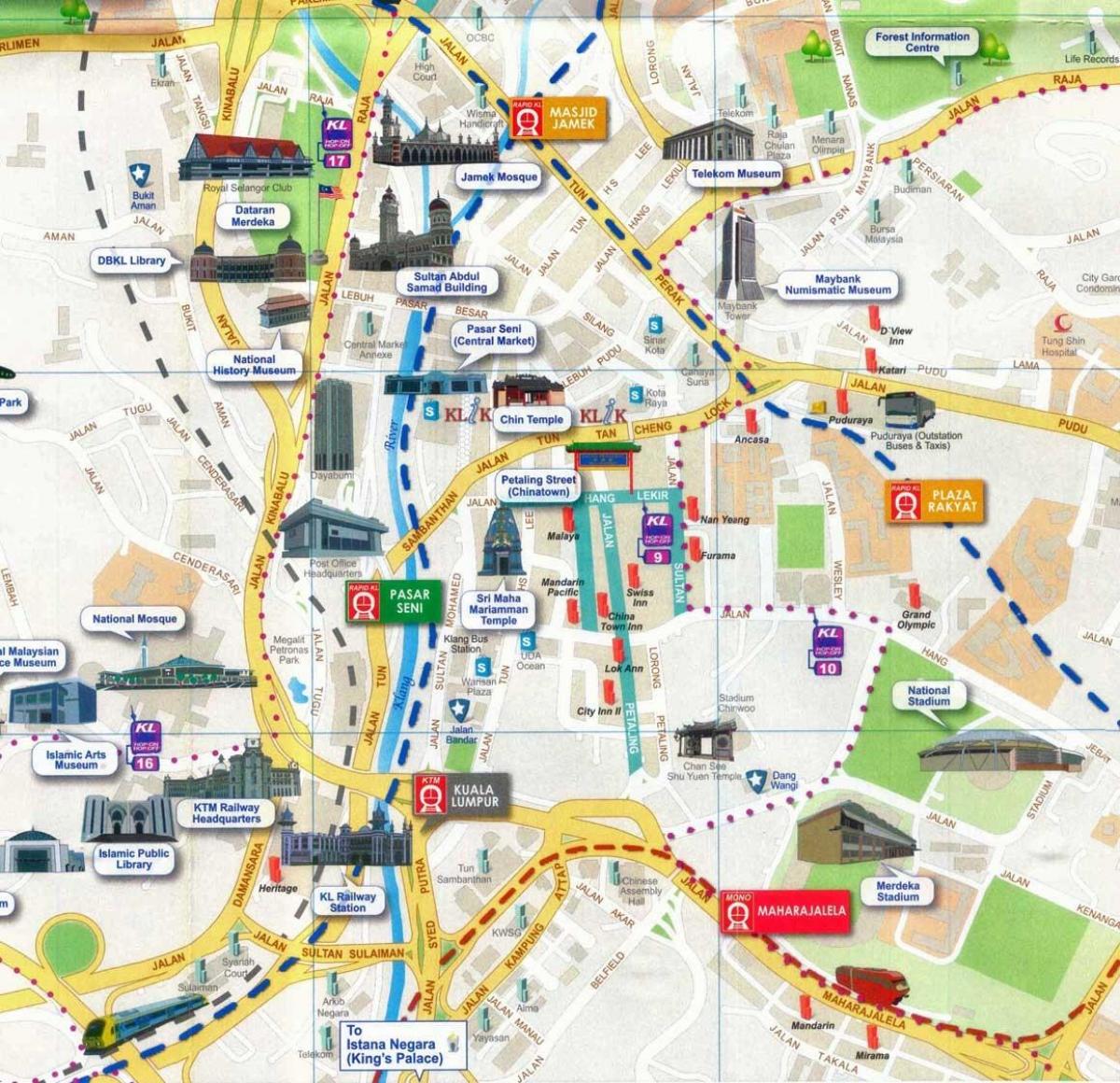 クアラルンプール市内の観光地図