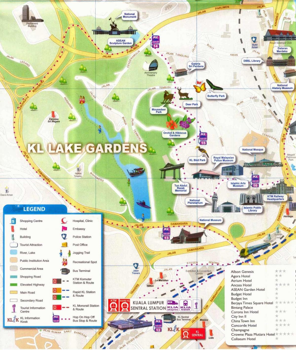 湖の庭園のクアラルンプール地図