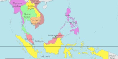 クアラルンプールの場所が世界の地図